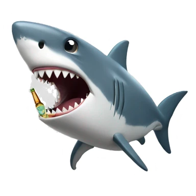 Shark opening beer bottle with teeth sticker