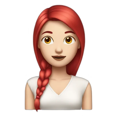 woman with long straight and ruby hair and white skin sticker