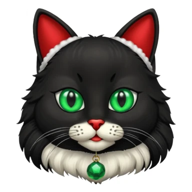 black cat wearing a jingle bell necklace sticker