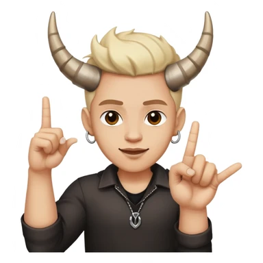 Rock on hand sign with light skin tone, horns gesture sticker
