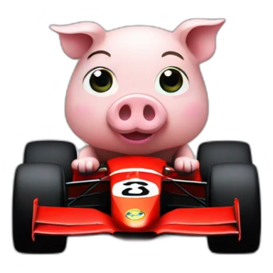 Pig with biceps driving a f1 car sticker