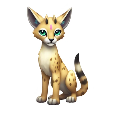 Cute Kawaii Epic Ethereal Sparkly Colorful Sergal-Serval-Caracal-Vernid full body sticker