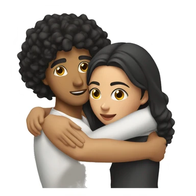 Young Arab man and young Latina women hugging sticker