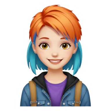 stylish teen girl and dyed her hair, grunge outfit sticker