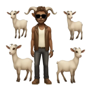 Faun with sunglasses. Full body emoji with goat horns and lighter skin shade sticker