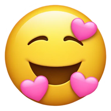 Smiley face blushing with pink hearts sticker