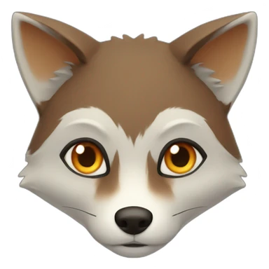 a small dark brown fox with orange eyes with a dark green hood sticker