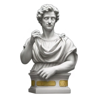 italian statue counting dollars sticker
