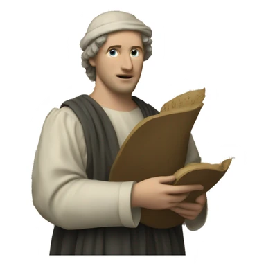 Petrarch holds a scroll in his hand sticker