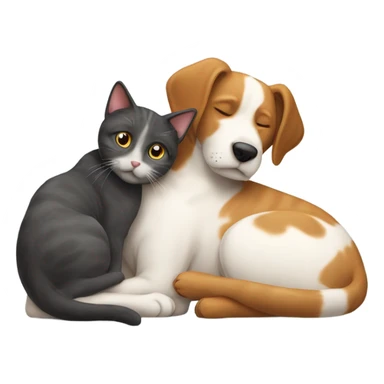 Dog cuddling a cat sticker