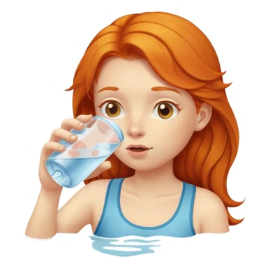 Ginger girl drinking water sticker