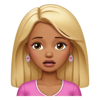 brown skin blonde barbie crying sticker