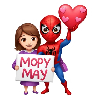 Spider-Man with hearts, happy Mother’s Day sign sticker