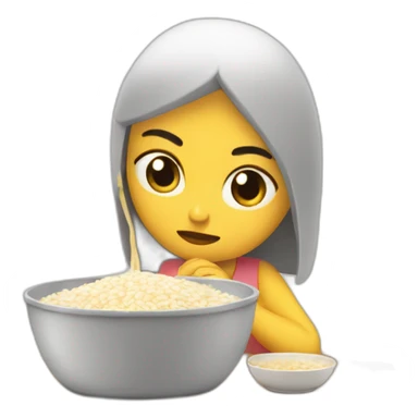 Chica morocha  Comiendo arroz blanco triste sticker