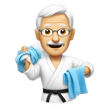 Karate old man doing laundry  sticker