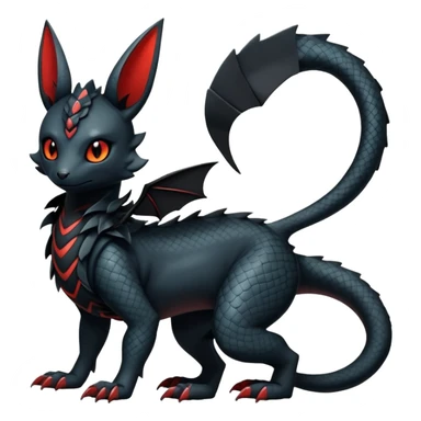 Sophisticated Modern Gothic Gloomy Futuristic Scaly Cyber-Salandit-Umbreon-Litten-Hybrid (Full body) sticker