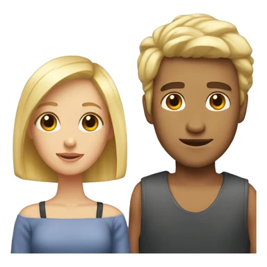 A girl with blond hair and a guy with a very short haircut sticker
