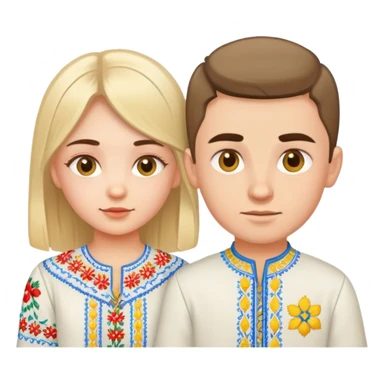 A Ukrainian girl in an embroidered shirt and a Ukrainian boy in an embroidered shirt sticker