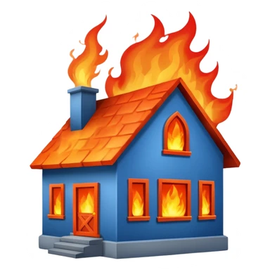 blue house burning down sticker
