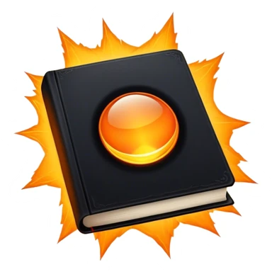 A bright orange book with a black, bold X with an edgy texture, exuding energy and pure, unapologetic confidence..orange halo aura.. unstoppable sticker