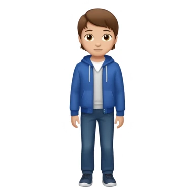 Create emoji of a boy with brown hair and brown eyes too, he is very modern  sticker