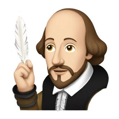 William Shakespeare holds a feather in his hand sticker