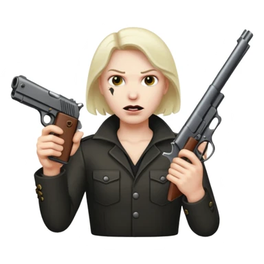 Una cara malvada con una pistolan sticker