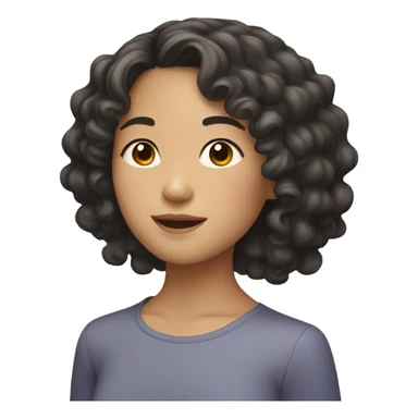asian girl with medium curly hair sticker