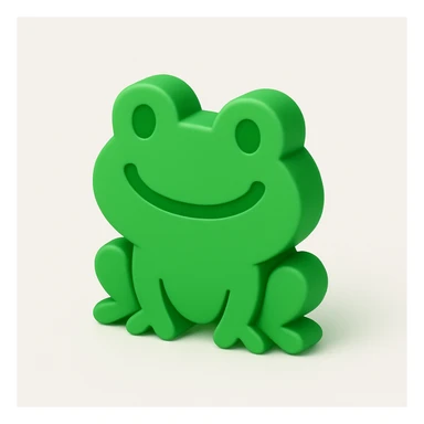 a green 3D frog with a big smile sticker