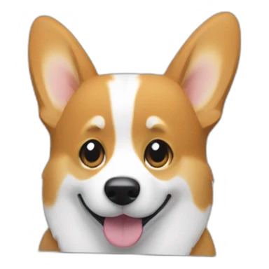 corgi sits behind imac monitor sticker