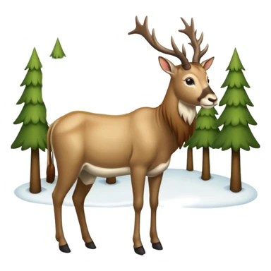 Eland voor slede in dennenbos  sticker