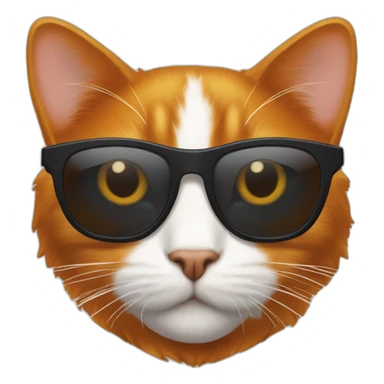 Un chat tout roux avec des lunettes de soleil noire sticker