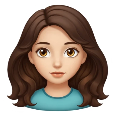 girl with wavy long dark brown hair, brown eyes, light to medium complexion, long lashes, almond shaped eyes sticker