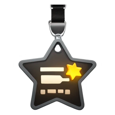 A modern press pass badge with two glowing stars, a lanyard, and bold typography, symbolizing membership progression sticker