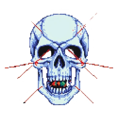 skull grinding teeth with laser from one eye sticker