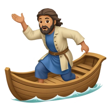 image of prophet Jonah (middleaged man)  in the bible fleeing sticker