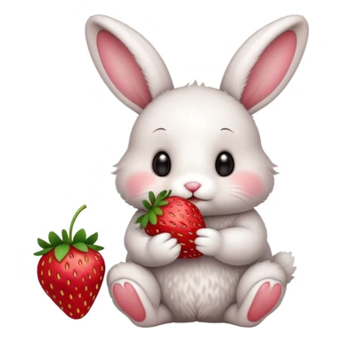 bunny eating strawberry cute sticker