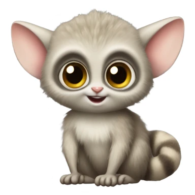 Fluffy bush baby with big tail sticker