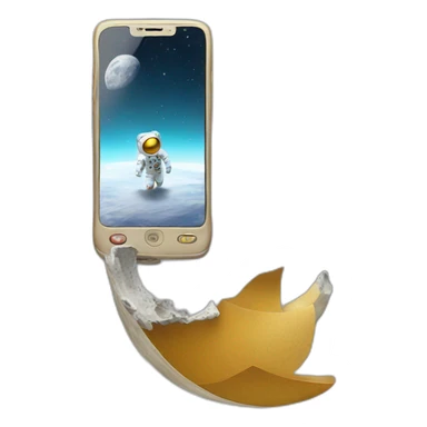 phone flying to the moon sticker