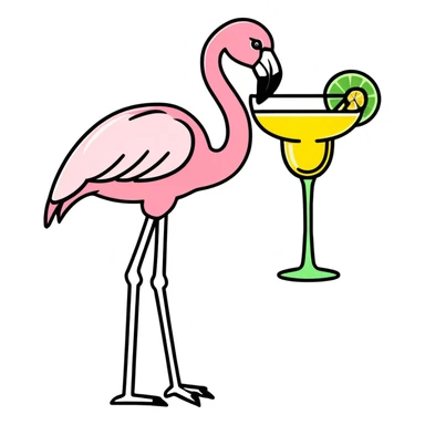 Flamingo with margarita sticker