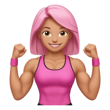 women in pink show biceps emoji sticker