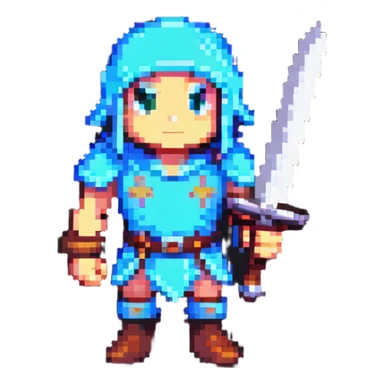 8-bit hero character with sword sticker