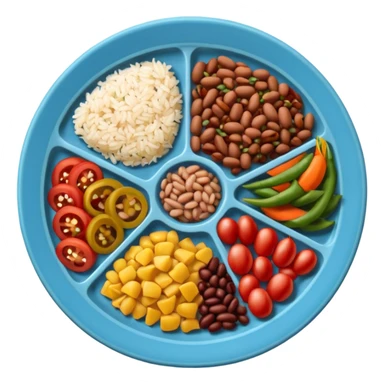 prato de comida dividido com legumes carne arroz e feijão sticker