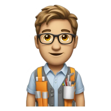 Nerdy architect carrying his drawing material sticker