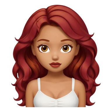 a pretty bratz tan girl with wavy dark red hair wearing a white cami top sticker