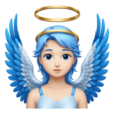 anime style angel with a blue halo and blue wings sticker