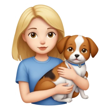 Girl holding a cat and a dog sticker