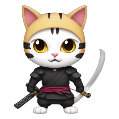 Ninja cat katana sticker