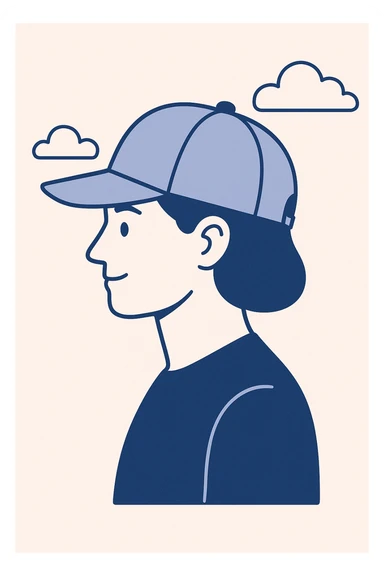 pastel blue baseball cap, side view, soft highlights, no logo sticker