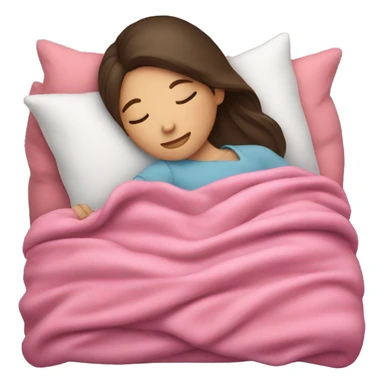 Brunette girl sleeping on side with pink blanket sticker